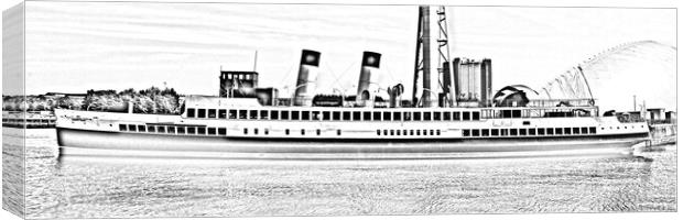 TS Queen Mary berthed at Glasgow (pencil drawing) Canvas Print by Allan Durward Photography