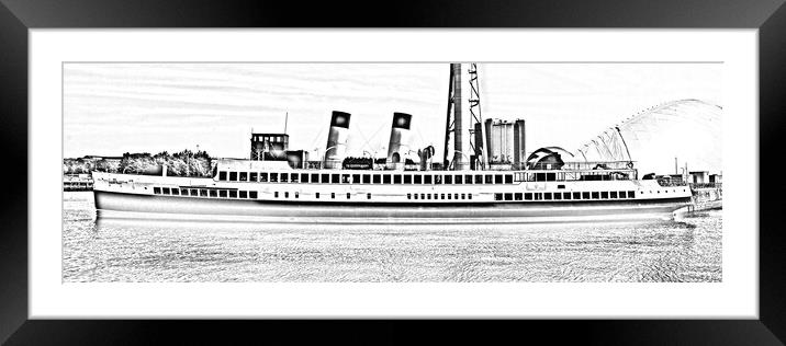TS Queen Mary berthed at Glasgow (pencil drawing) Framed Mounted Print by Allan Durward Photography