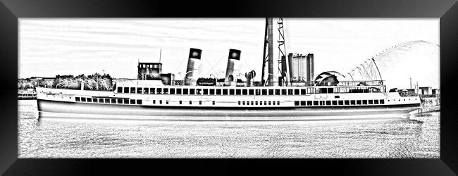 TS Queen Mary berthed at Glasgow (pencil drawing) Framed Print by Allan Durward Photography