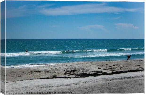 Surfs Up at Cocoa Beach Canvas Print by Judy Hall-Folde