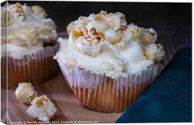 Cream Cupcakes with Toffee Popcorn Canvas Print by Pamela Reynolds