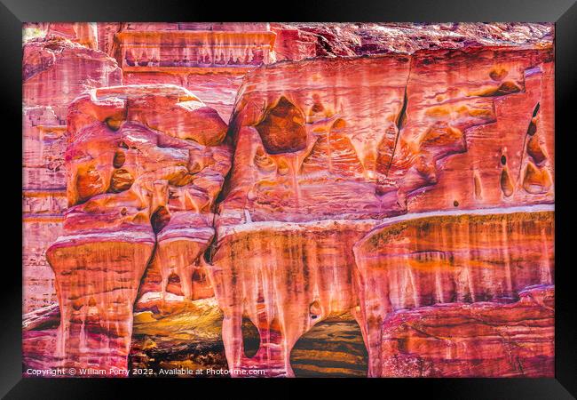 Rose Red Rock Tombs Street of Facades Petra Jordan  Framed Print by William Perry