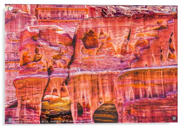 Rose Red Rock Tombs Street of Facades Petra Jordan  Acrylic by William Perry
