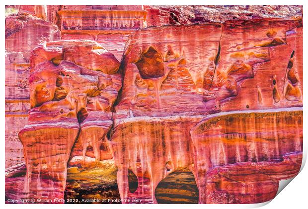 Rose Red Rock Tombs Street of Facades Petra Jordan  Print by William Perry