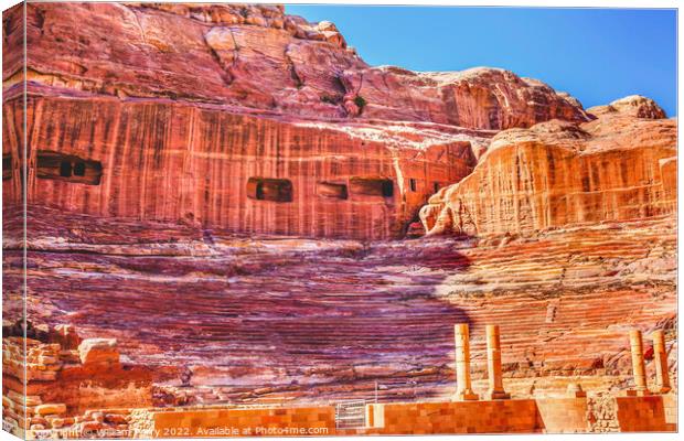 Red Yellow Carved Amphitheater Petra Jordan  Canvas Print by William Perry