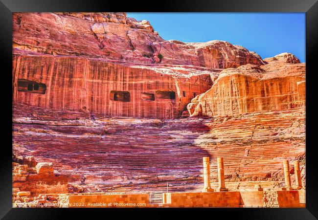 Red Yellow Carved Amphitheater Petra Jordan  Framed Print by William Perry