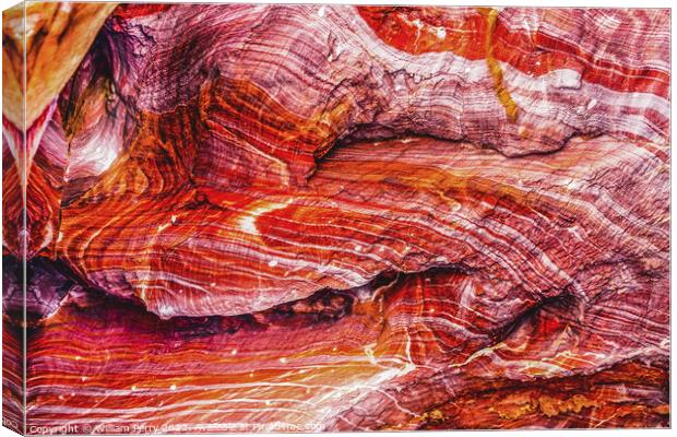 Red Rock Canyon Wall Abstract Near Royal Tombs Petra Jordan Canvas Print by William Perry