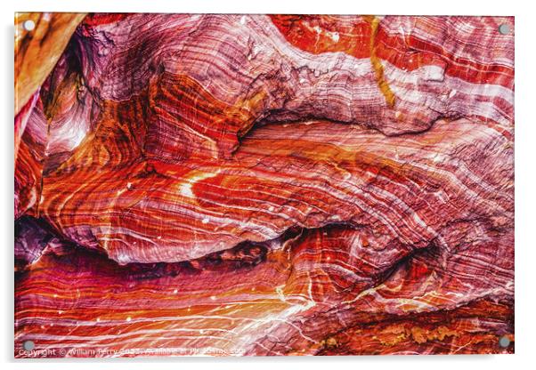 Red Rock Canyon Wall Abstract Near Royal Tombs Petra Jordan Acrylic by William Perry