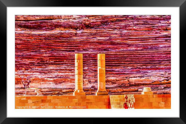 Red Carved Amphitheater Afternoon Petra Jordan Framed Mounted Print by William Perry
