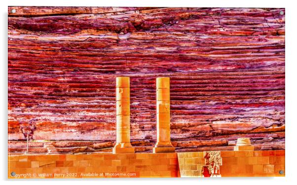 Red Carved Amphitheater Afternoon Petra Jordan Acrylic by William Perry