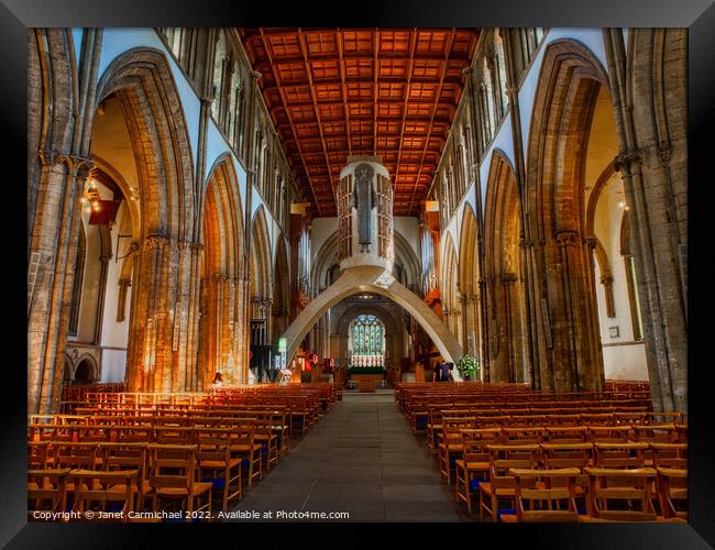 Majestic Llandaff Cathedral Interior Framed Print by Janet Carmichael