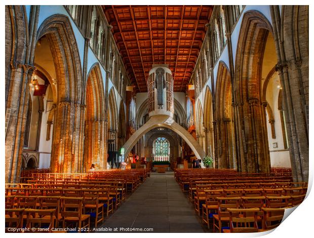 Majestic Llandaff Cathedral Interior Print by Janet Carmichael