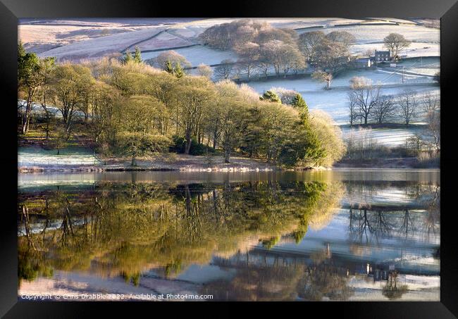 Winter reflections on Ladybower Framed Print by Chris Drabble