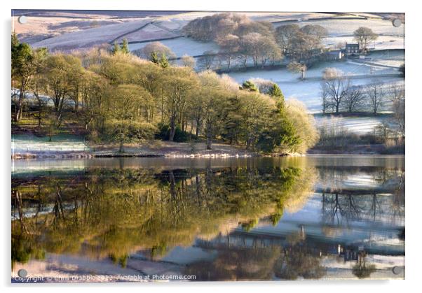 Winter reflections on Ladybower Acrylic by Chris Drabble