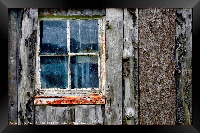 Window and timber Framed Print by Chris Drabble