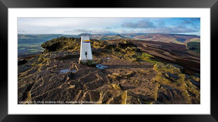 Win Hill Pike in low Winter sun Framed Mounted Print by Chris Drabble