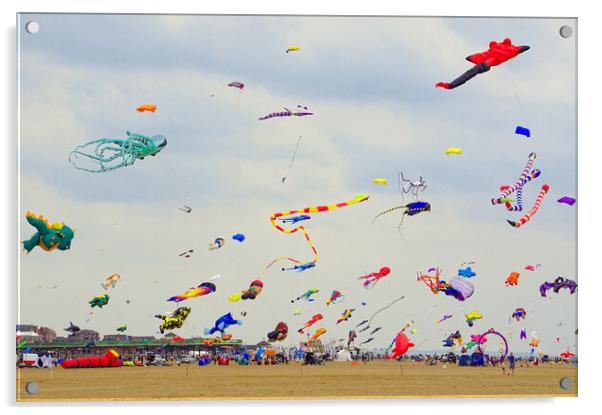 Lytham St. Annes kite festival. Acrylic by David Birchall