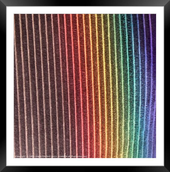 Prism light over textured throw- closeup Framed Mounted Print by DEE- Diana Cosford
