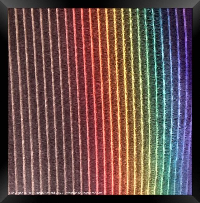 Prism light over textured throw- closeup Framed Print by DEE- Diana Cosford