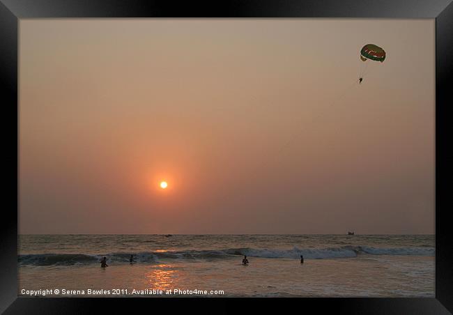 Parasailing Benaulim Beach, Goa, India Framed Print by Serena Bowles