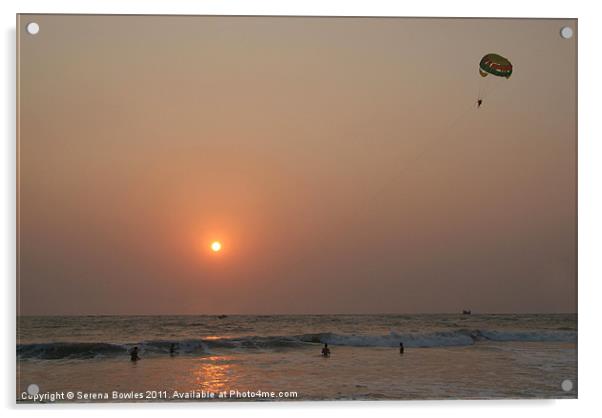 Parasailing Benaulim Beach, Goa, India Acrylic by Serena Bowles