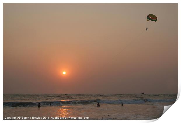 Parasailing Benaulim Beach, Goa, India Print by Serena Bowles