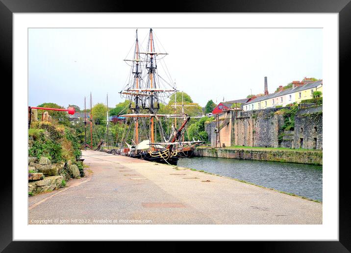 Charlestown harbour Cornwall Framed Mounted Print by john hill