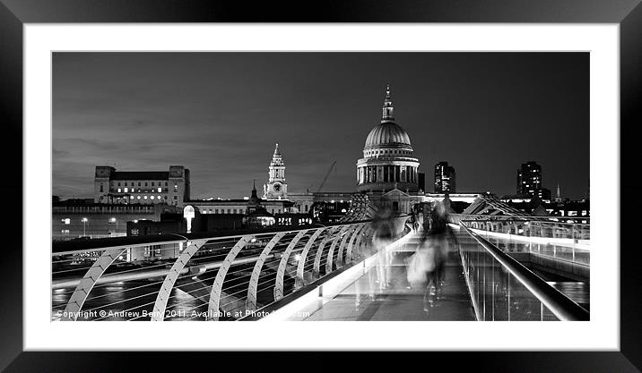 St Pauls Cathedral and the Millennium Bridge Framed Mounted Print by Andrew Berry