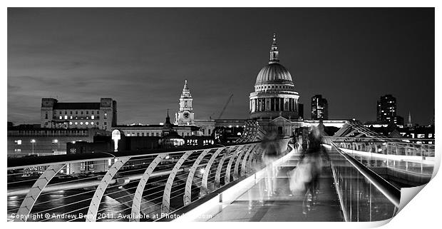 St Pauls Cathedral and the Millennium Bridge Print by Andrew Berry