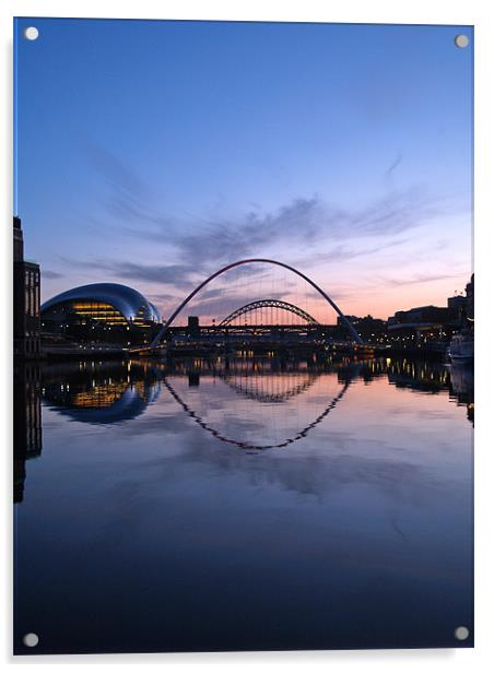Bridges on the River Tyne Acrylic by Andrew Bradshaw