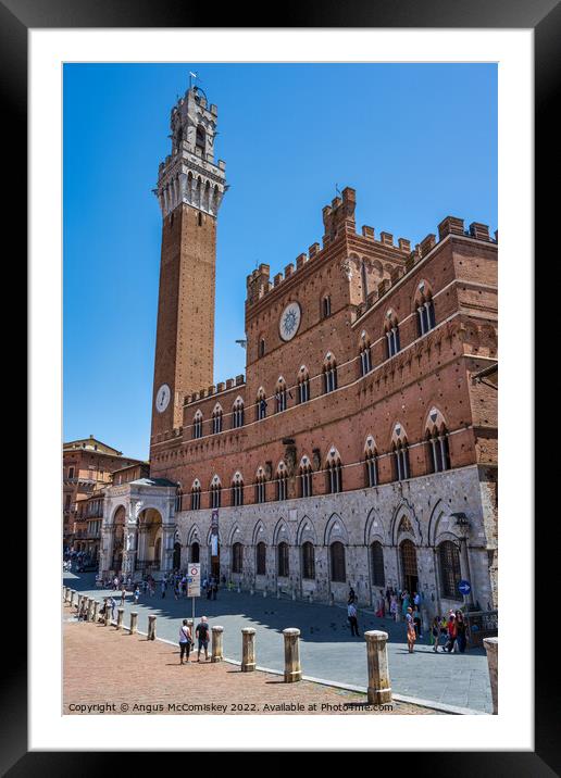 Torr del Mangia and Palazzo Pubblico Siena Tuscany Framed Mounted Print by Angus McComiskey