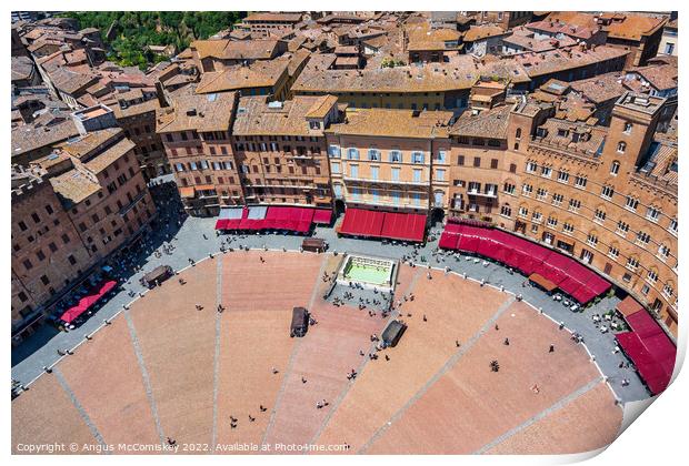 Aerial view of Piazza del Campo in Siena, Tuscany Print by Angus McComiskey