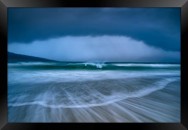 Breakers on the storm. Isle of Harris. Scotland. Framed Print by John Finney