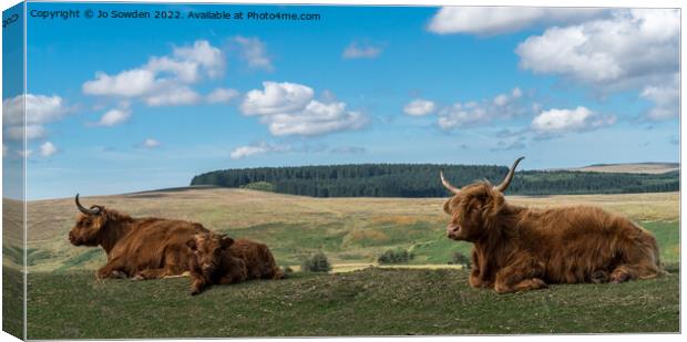 Highland Cows resting Canvas Print by Jo Sowden