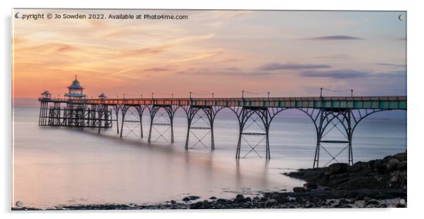 Clevedon Pier at sunset Acrylic by Jo Sowden