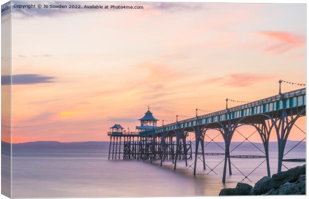 Clevedon Pier at sunset Canvas Print by Jo Sowden