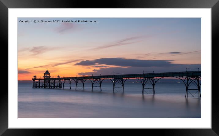 Clevedon Pier at sunset Framed Mounted Print by Jo Sowden