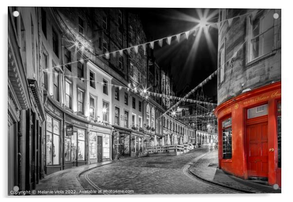 Edinburgh West Bow and Victoria Street - Colourkey Acrylic by Melanie Viola