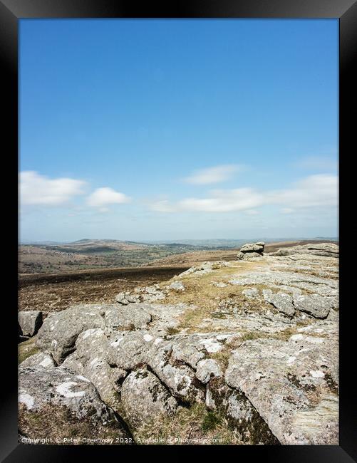 Haytor Tor On Dartmoor, Devon On A Late Spring Day Framed Print by Peter Greenway