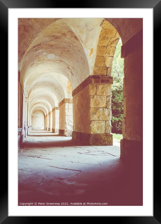 The Curved Arches Of The Praeneste at Rousham House Framed Mounted Print by Peter Greenway