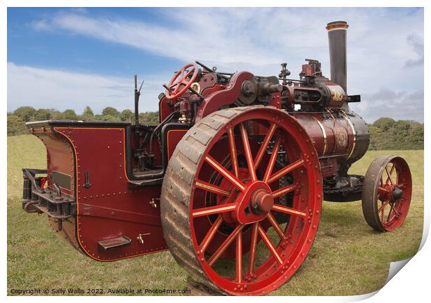 Bright and shiny steam tractor Print by Sally Wallis