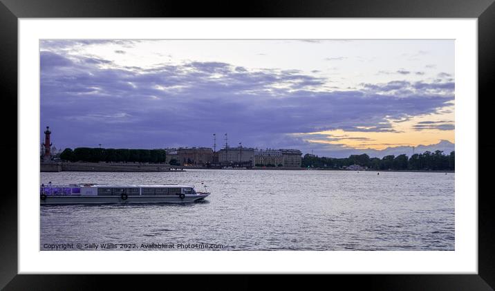 Cruise boat on River Neva, St Petersburg  Framed Mounted Print by Sally Wallis
