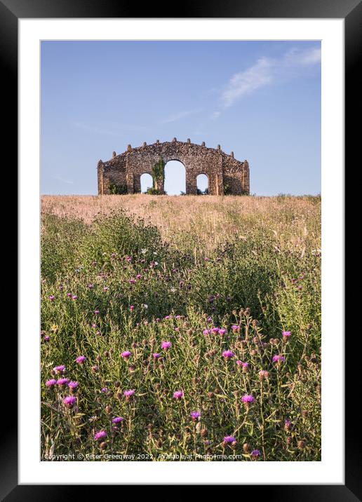 The Rousham Eyecatcher Folly ( Faux Ruin ) On A Summers Evening Framed Mounted Print by Peter Greenway