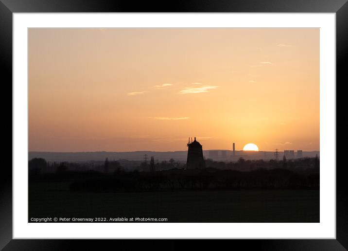 Sunset Behind The Old Windmill At Little Milton, Oxfordshire Framed Mounted Print by Peter Greenway