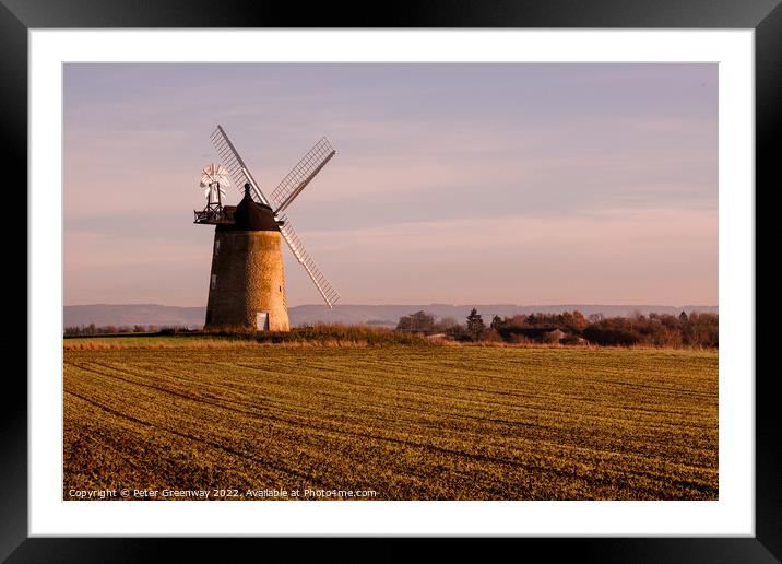 Sunset Behind The Old Windmill At Little Milton, Oxfordshire Framed Mounted Print by Peter Greenway