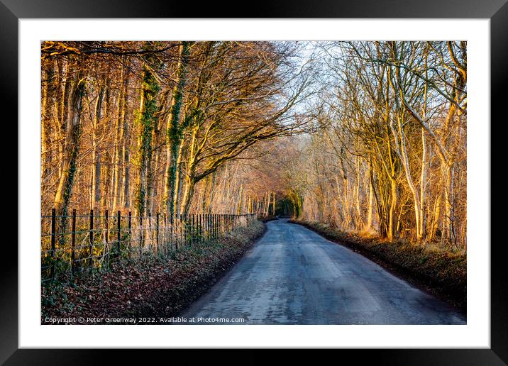 The Road To Chastleton House At Sunset Framed Mounted Print by Peter Greenway