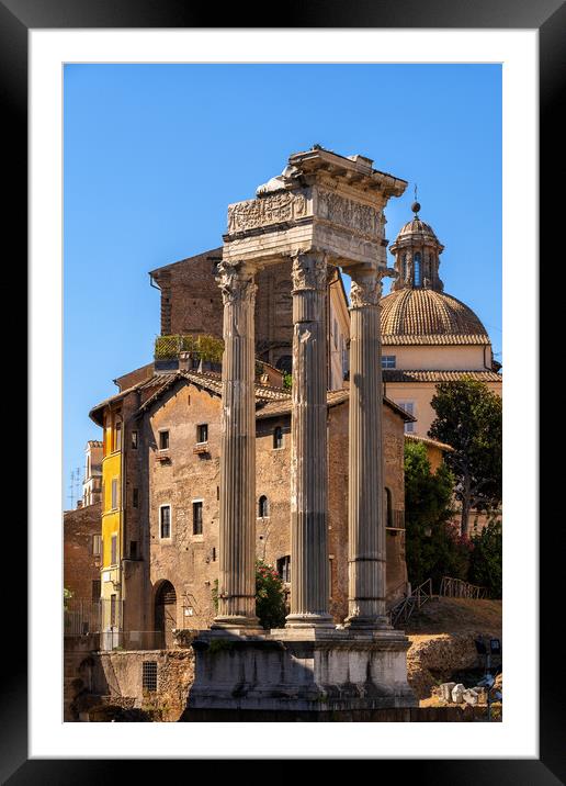 Temple of Vespasian and Titus in Rome Framed Mounted Print by Artur Bogacki