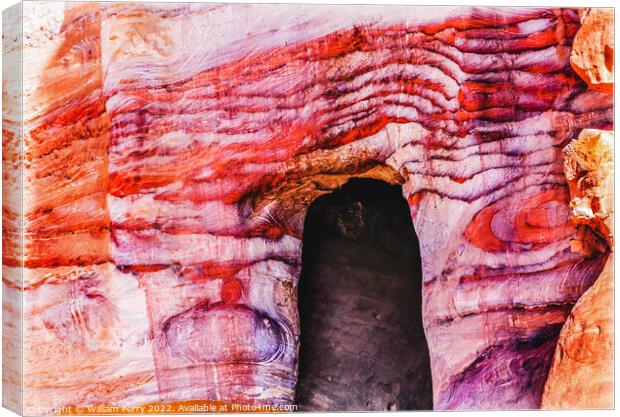 Rose Red Rock Royal Tomb Arch Petra Jordan  Canvas Print by William Perry