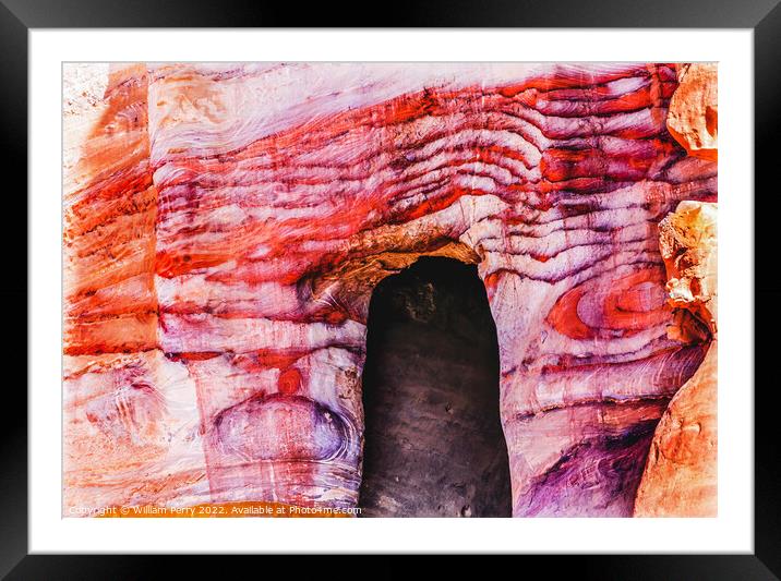Rose Red Rock Royal Tomb Arch Petra Jordan  Framed Mounted Print by William Perry