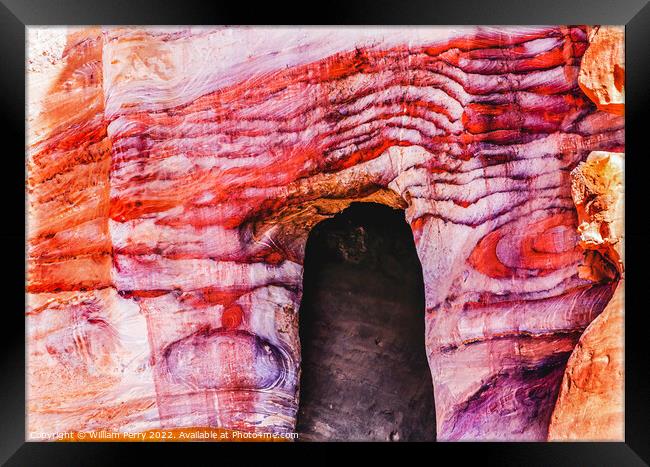 Rose Red Rock Royal Tomb Arch Petra Jordan  Framed Print by William Perry